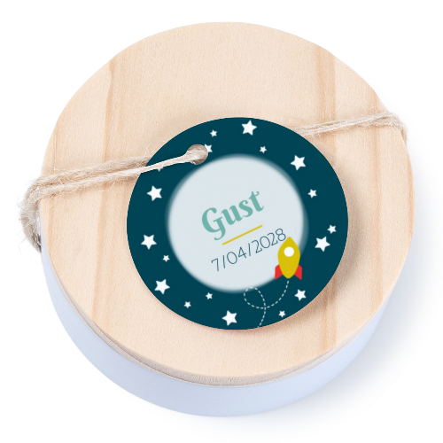 Boîtes en métal avec couvercle en bois sticker rond (lot de 12) Boîtes en métal avec couvercle en bois sticker rond (lot de 12)