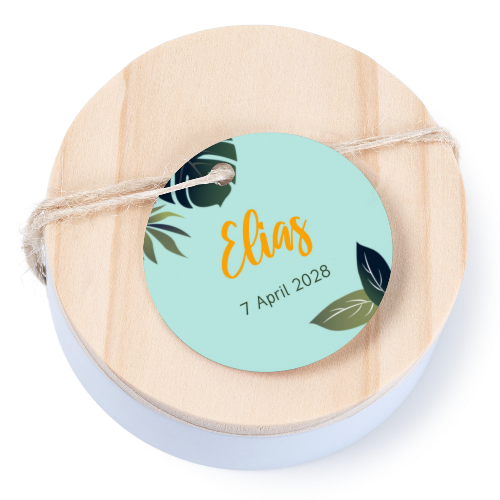 Boîtes en métal avec couvercle en bois sticker rond (lot de 12)