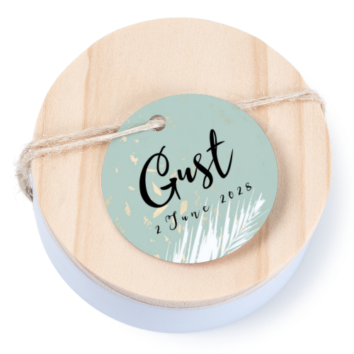 Boîtes en métal avec couvercle en bois sticker rond (lot de 12) Boîtes en métal avec couvercle en bois sticker rond (lot de 12)