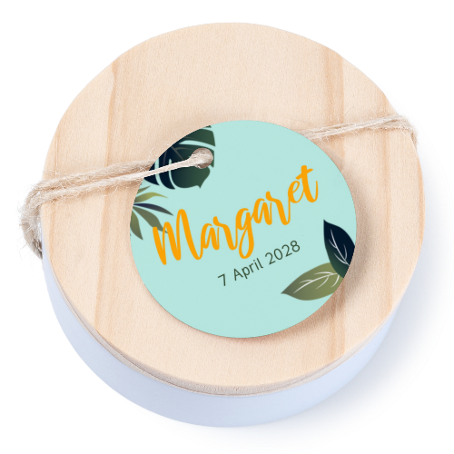 Boîtes en métal avec couvercle en bois sticker rond (lot de 12)