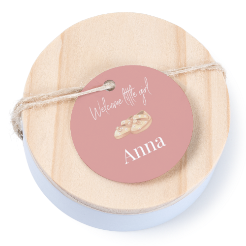 Tin box wooden lid round label - set of 12 Tin box wooden lid round label - set of 12
