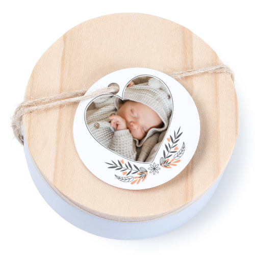 Boîtes en métal avec couvercle en bois sticker rond (lot de 12)