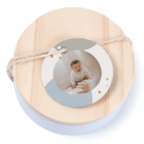 Boîtes en métal avec couvercle en bois sticker rond (lot de 12) Boîtes en métal avec couvercle en bois sticker rond (lot de 12)