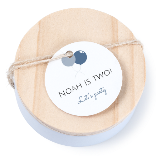 Tin box wooden lid round label - set of 12 Tin box wooden lid round label - set of 12