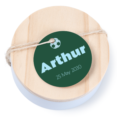 Tin box wooden lid round label - set of 12 Tin box wooden lid round label - set of 12