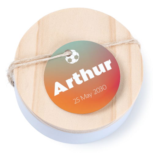 Tin box wooden lid round label - set of 12 Tin box wooden lid round label - set of 12