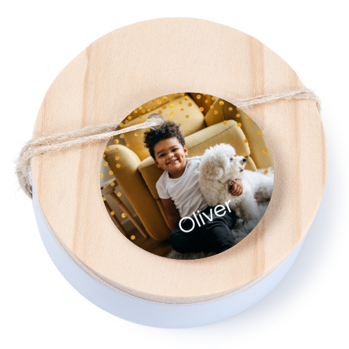 Boîtes en métal avec couvercle en bois sticker rond (lot de 12) Boîtes en métal avec couvercle en bois sticker rond (lot de 12)
