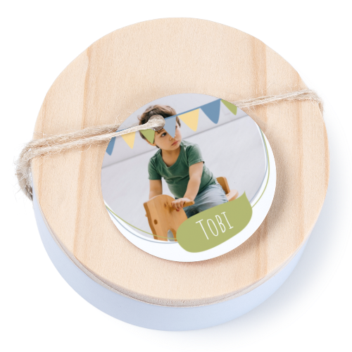 Boîtes en métal avec couvercle en bois sticker rond (lot de 12) Boîtes en métal avec couvercle en bois sticker rond (lot de 12)