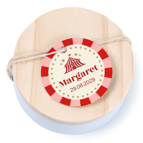 Boîtes en métal avec couvercle en bois sticker rond (lot de 12) Boîtes en métal avec couvercle en bois sticker rond (lot de 12)