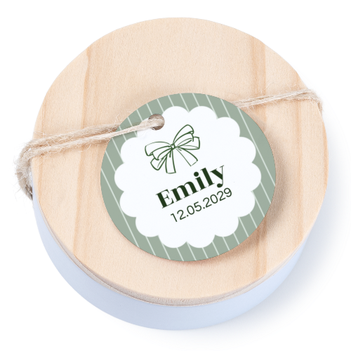Boîtes en métal avec couvercle en bois sticker rond (lot de 12)