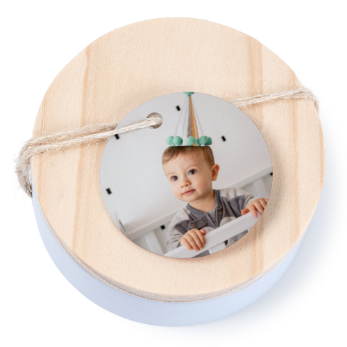Boßtes en métal avec couvercle en bois sticker rond (lot de 12) Boßtes en métal avec couvercle en bois sticker rond (lot de 12)