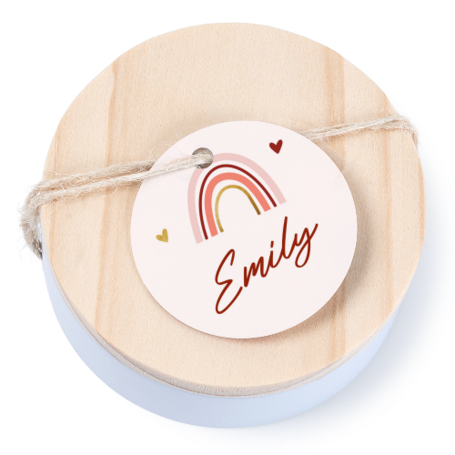 Boîtes en métal avec couvercle en bois sticker rond (lot de 12) Boîtes en métal avec couvercle en bois sticker rond (lot de 12)