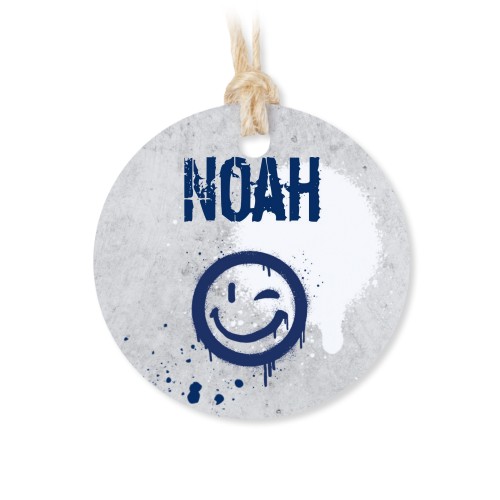 Geschenkdose mit graviertem Holzdeckel und runden Stickern- 12 Stk.