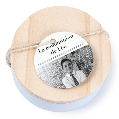 Boßtes en métal avec couvercle en bois sticker rond (lot de 12) Boßtes en métal avec couvercle en bois sticker rond (lot de 12)