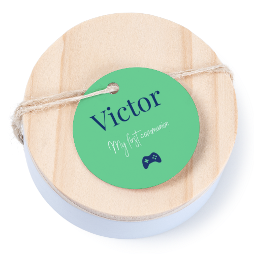 Boßtes en métal avec couvercle en bois sticker rond (lot de 12) Boßtes en métal avec couvercle en bois sticker rond (lot de 12)