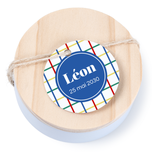 Boßtes en métal avec couvercle en bois sticker rond (lot de 12) Boßtes en métal avec couvercle en bois sticker rond (lot de 12)