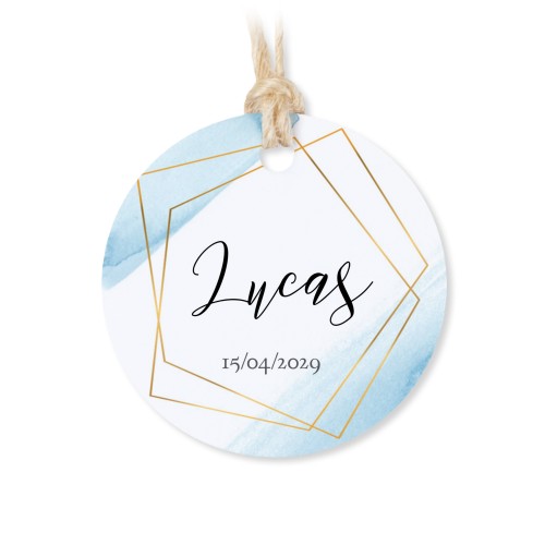 Tin box wooden lid round label - set of 12