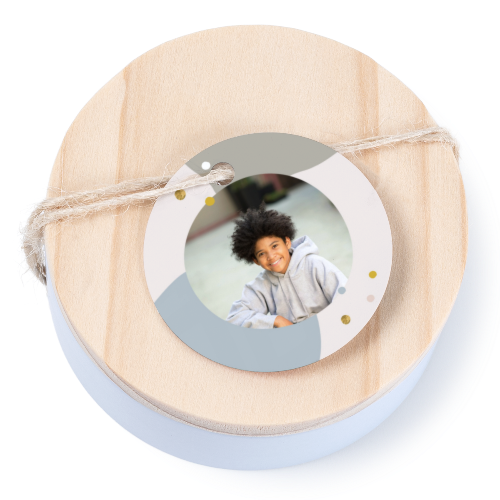 Boßtes en métal avec couvercle en bois sticker rond (lot de 12) Boßtes en métal avec couvercle en bois sticker rond (lot de 12)