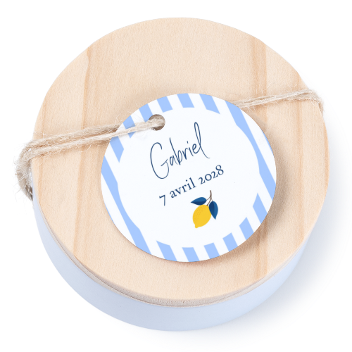 Boîtes en métal avec couvercle en bois sticker rond (lot de 12) Boîtes en métal avec couvercle en bois sticker rond (lot de 12)