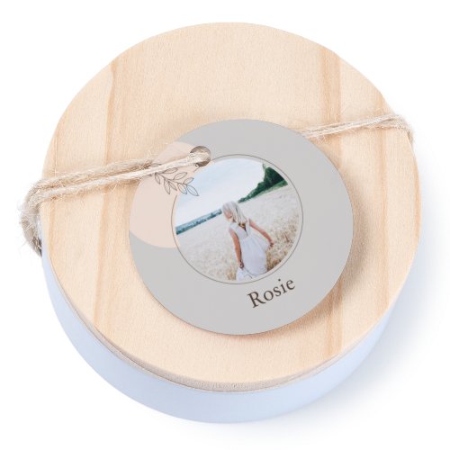 Tin box wooden lid round label - set of 12