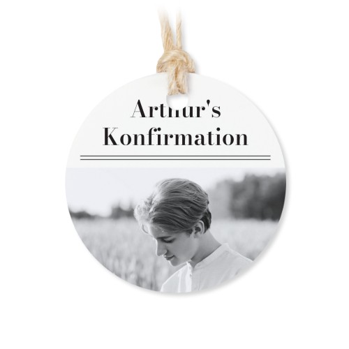 Geschenkdose mit graviertem Holzdeckel und runden Stickern- 12 Stk.