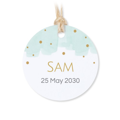 Tin box wooden lid round label - set of 12