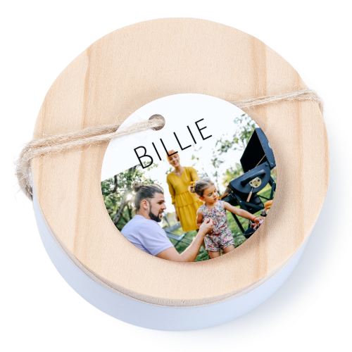 Boßtes en métal avec couvercle en bois sticker rond (lot de 12) Boßtes en métal avec couvercle en bois sticker rond (lot de 12)