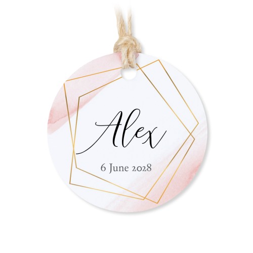 Tin box wooden lid round label - set of 12