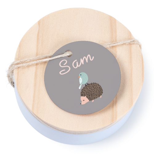 Boîtes en métal avec couvercle en bois sticker rond (lot de 12) Boîtes en métal avec couvercle en bois sticker rond (lot de 12)