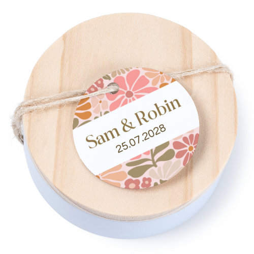 Boîtes en métal avec couvercle en bois sticker rond (lot de 12) Boîtes en métal avec couvercle en bois sticker rond (lot de 12)