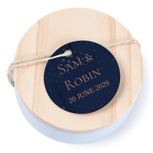 Boîtes en métal avec couvercle en bois sticker rond (lot de 12) Boîtes en métal avec couvercle en bois sticker rond (lot de 12)