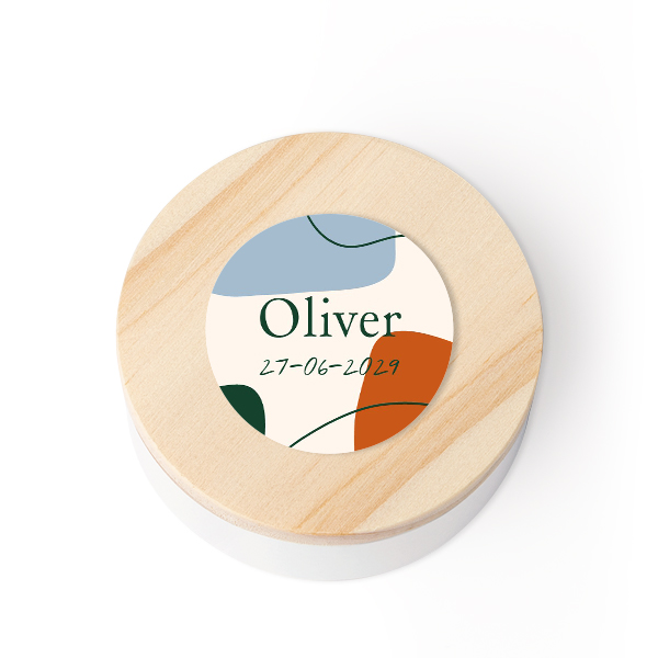 Geschenkdoosje met houten deksel en sticker (set van 12) Geschenkdoosje met houten deksel en sticker (set van 12)