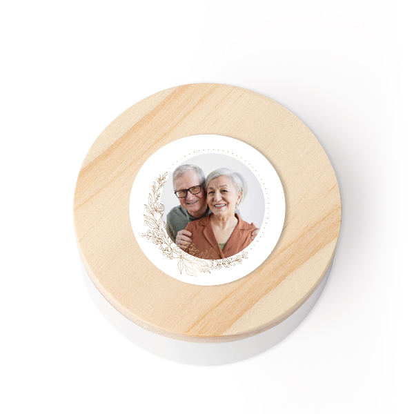 Geschenkdoosjes met houten deksel en sticker - Set van 12