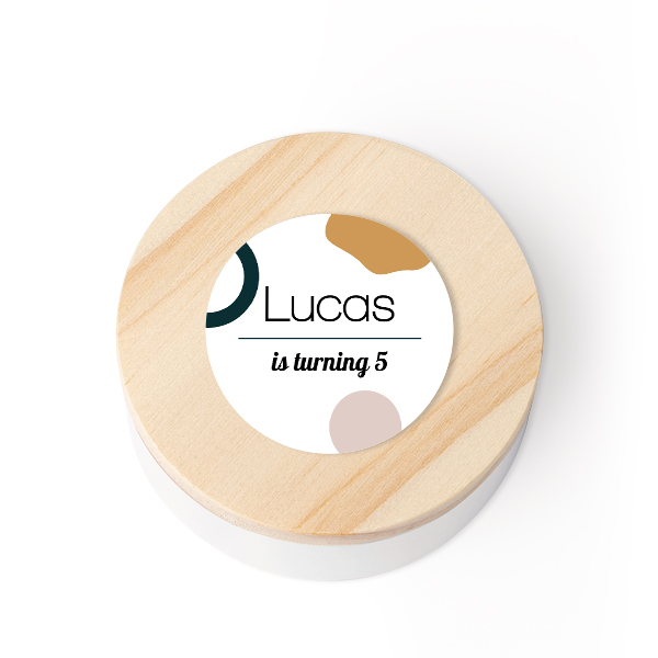 Geschenkdoosje met houten deksel en sticker (set van 12) Geschenkdoosje met houten deksel en sticker (set van 12)