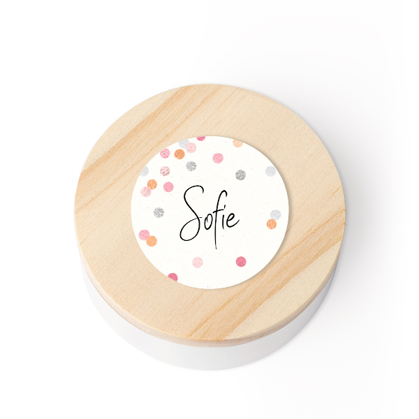 Boîte en métal avec couvercle en bois et autocollant (lot de 12) Boîte en métal avec couvercle en bois et autocollant (lot de 12)