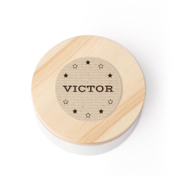 Tin box wooden lid sticker - set of 12