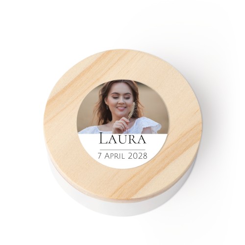 Geschenkdoosje met houten deksel en sticker (set van 12) Geschenkdoosje met houten deksel en sticker (set van 12)