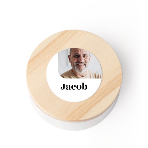 Boîte en métal avec couvercle en bois et autocollant (lot de 12)