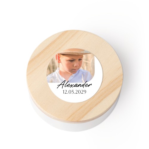 Geschenkdoosjes met houten deksel en sticker - Set van 12