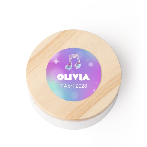 Geschenkdose mit Holzdeckel und Sticker - 12 Stk.