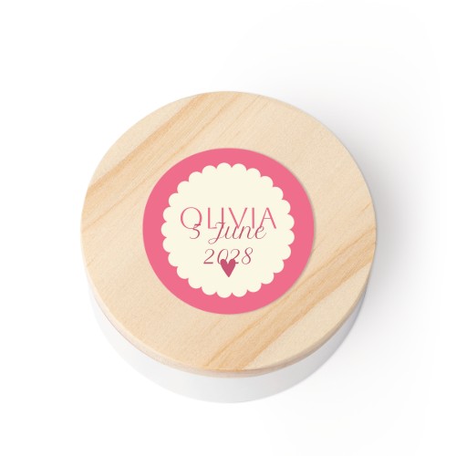 Geschenkdose mit Holzdeckel und Sticker - 12 Stk.