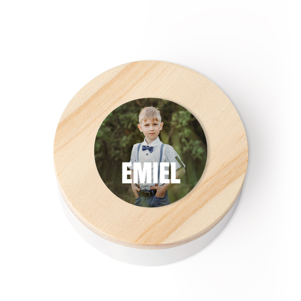 Boîte en métal avec couvercle en bois et autocollant (lot de 12) Boîte en métal avec couvercle en bois et autocollant (lot de 12)