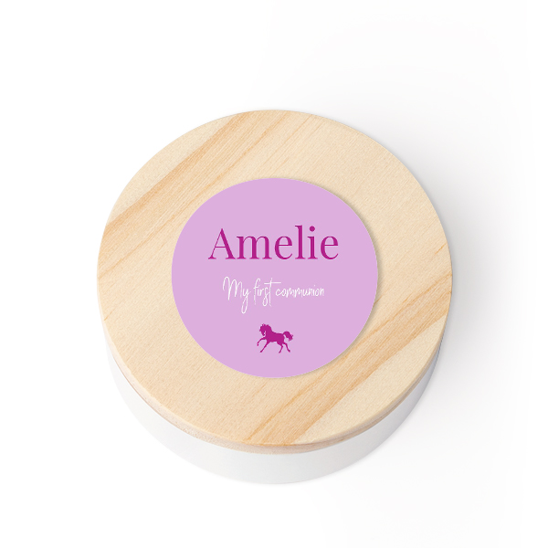 Geschenkdoosje met houten deksel en sticker (set van 12)
