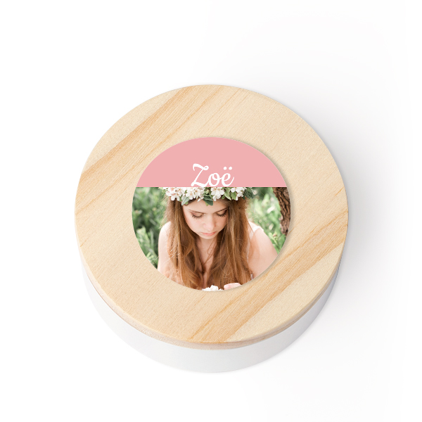 Geschenkdoosje met houten deksel en sticker (set van 12) Geschenkdoosje met houten deksel en sticker (set van 12)