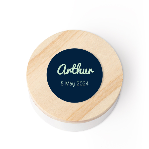 Geschenkdoosje met houten deksel en sticker (set van 12)