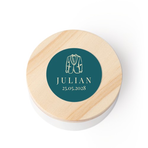 Metallboks med trelokk med klistremerke - 12 stk Metallboks med trelokk med klistremerke - 12 stk