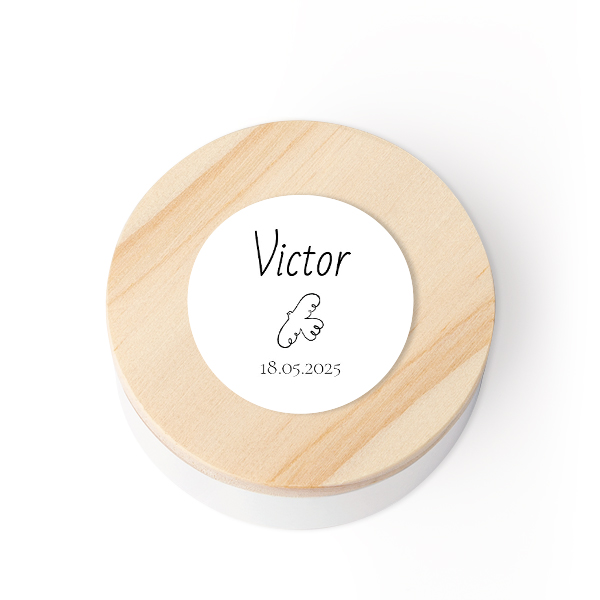 Tin box wooden lid sticker - set of 12