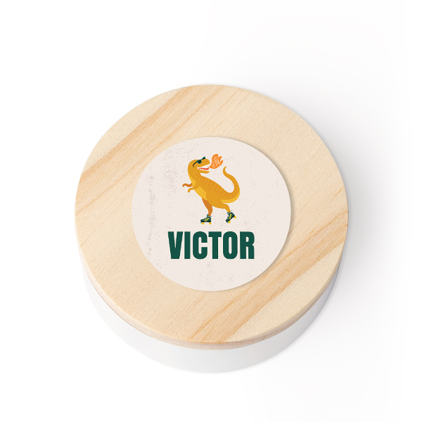 Boßte en métal avec couvercle en bois et autocollant (lot de 12) Boßte en métal avec couvercle en bois et autocollant (lot de 12)