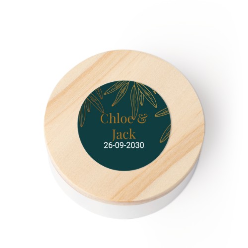 Metallboks med trelokk med klistremerke - 12 stk