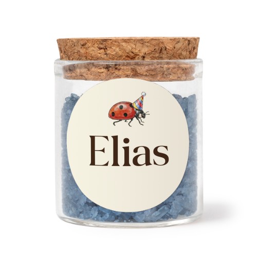 Bokaaltjes met ronde stickers en blauw badzout (set van 12)